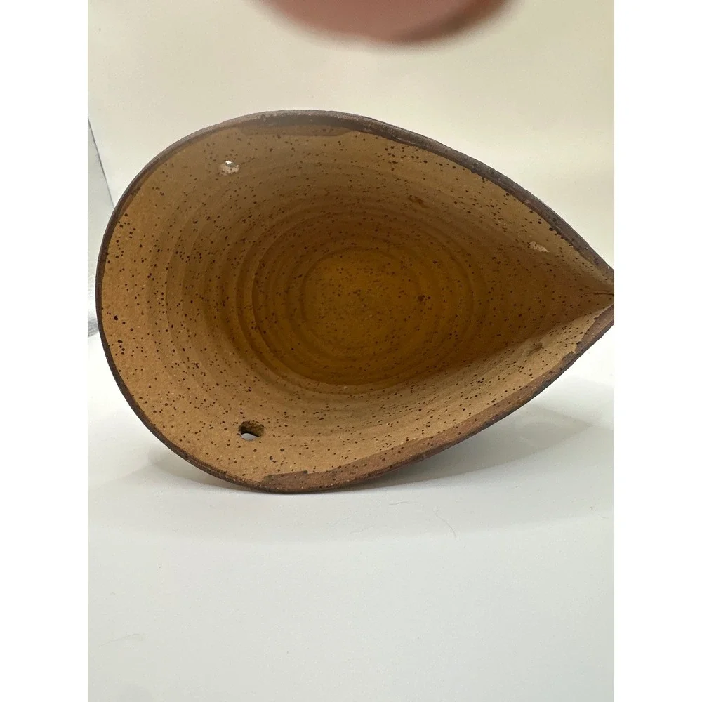 Vintage 1980s Studio Pottery Bird Hanging Vase holes hanging Brown Blue Glaze